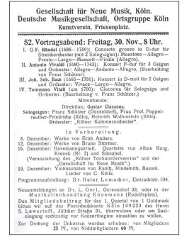 Programmzettel Gründungskonzert1923